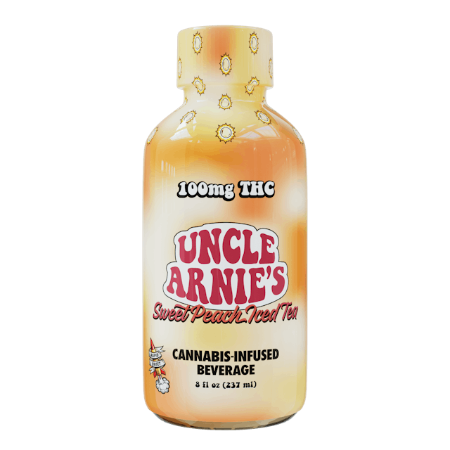 Photograph of product: SWEET PEACH ICED TEA 100MG BEVERAGE 8OZ - 