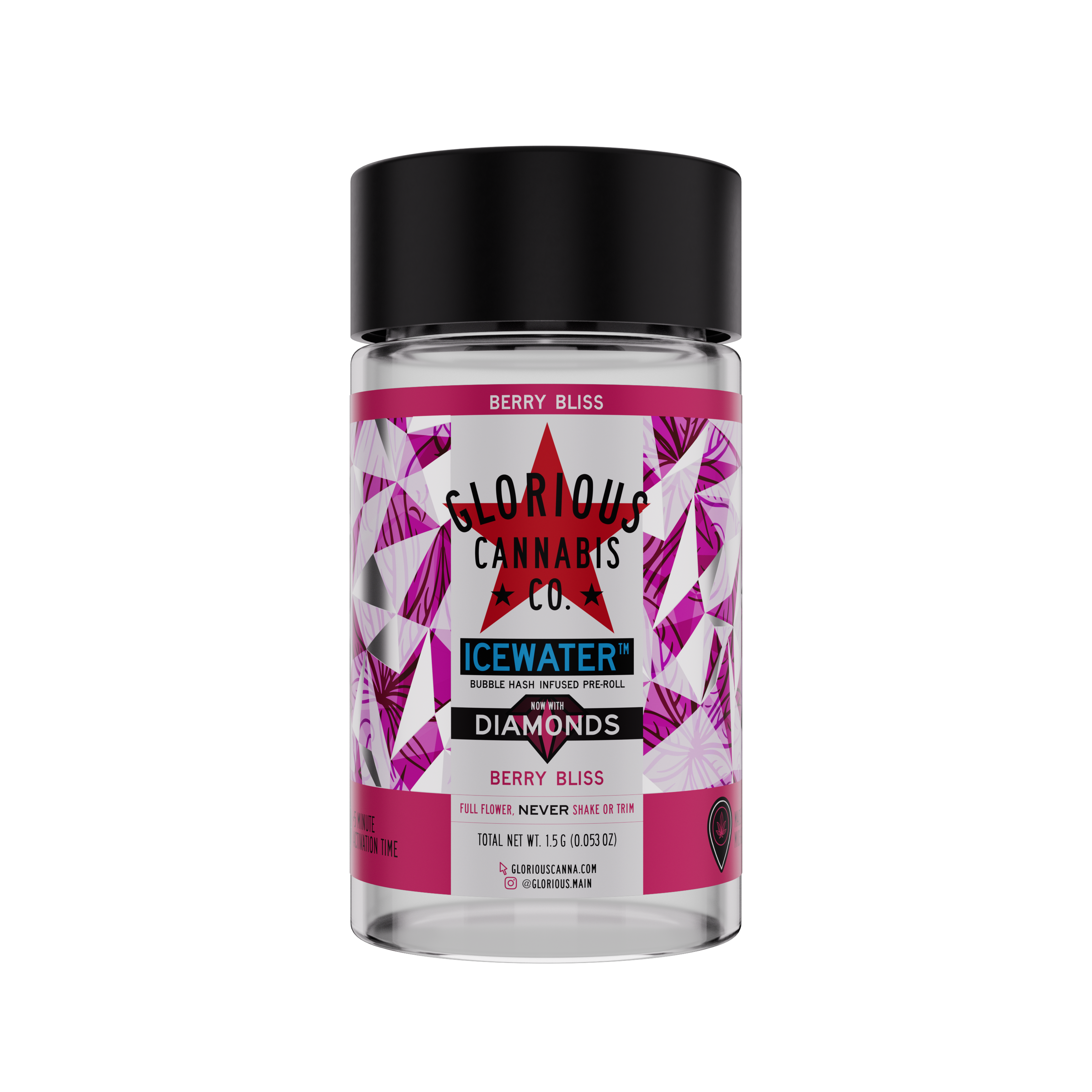 Photograph of product: Berry Bliss Bubble au chocolat with Diamonds Infused Pre-Roll | 3 X .5G