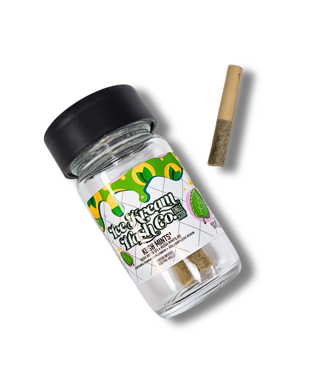 Photograph of product: 0.5G KUSH MINTS SQUARED ROSIN INFUSED PRE-ROLL 3-PACK