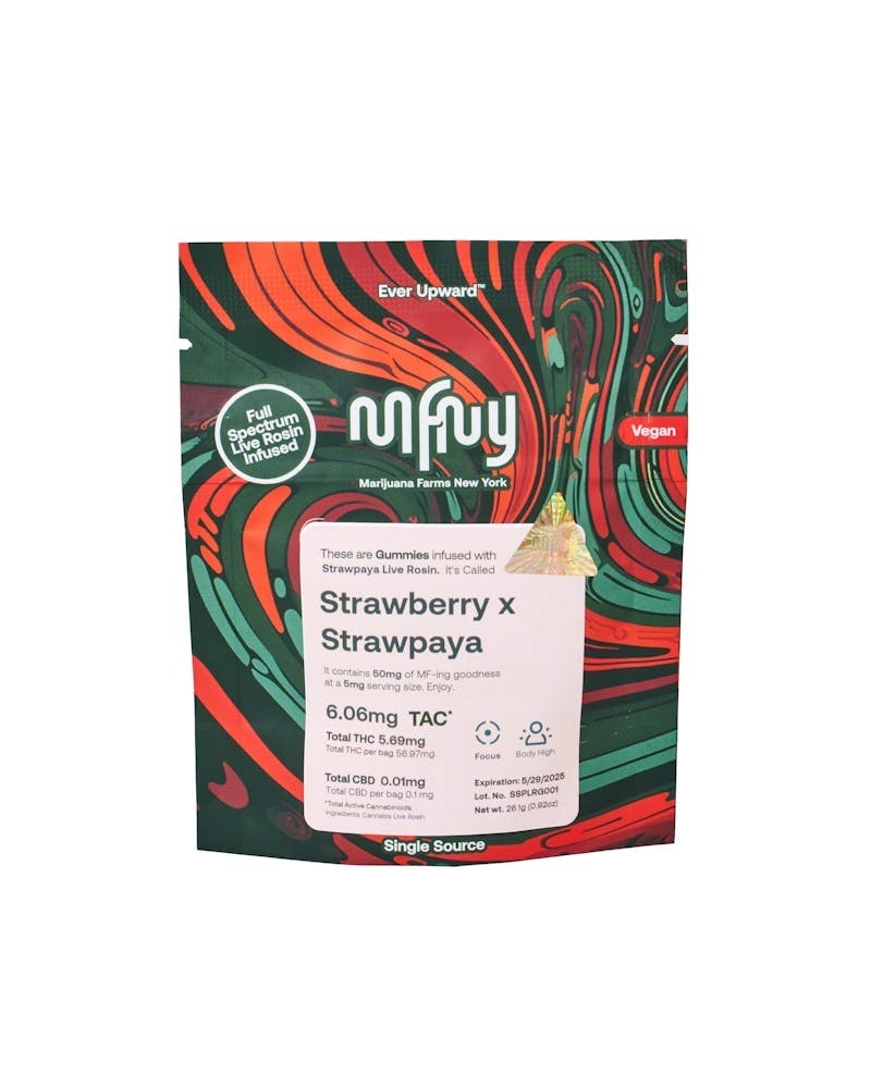 Photograph of product: MFNY | Strawberry x Strawpaya | Live Rosin Gummies 100mg