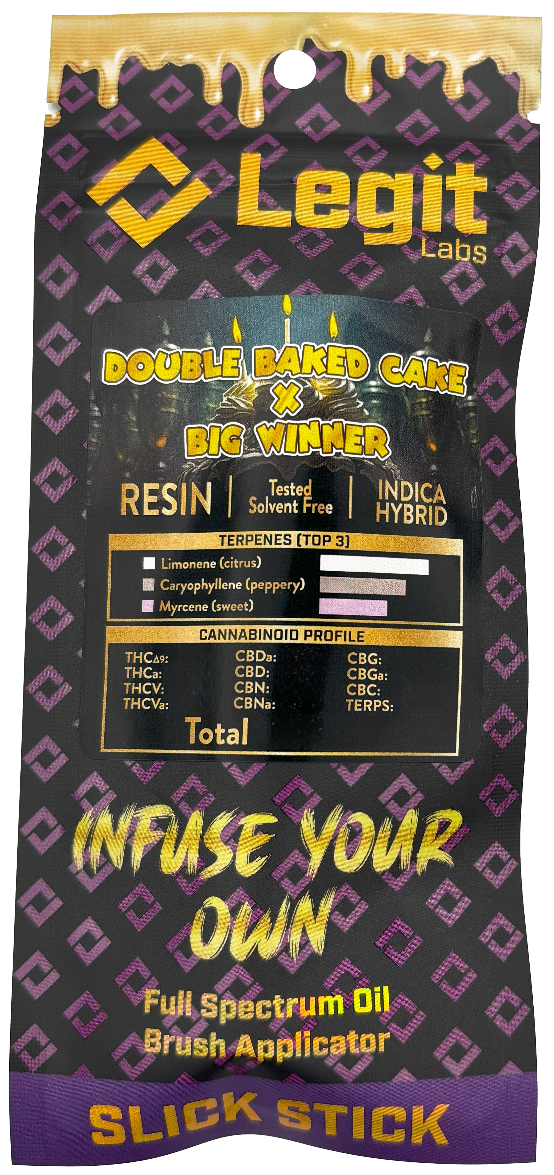 Photograph of product: Legit Labs | Double Baked Cake X Big Winner Slick Stick | Cured Resin Concentrate