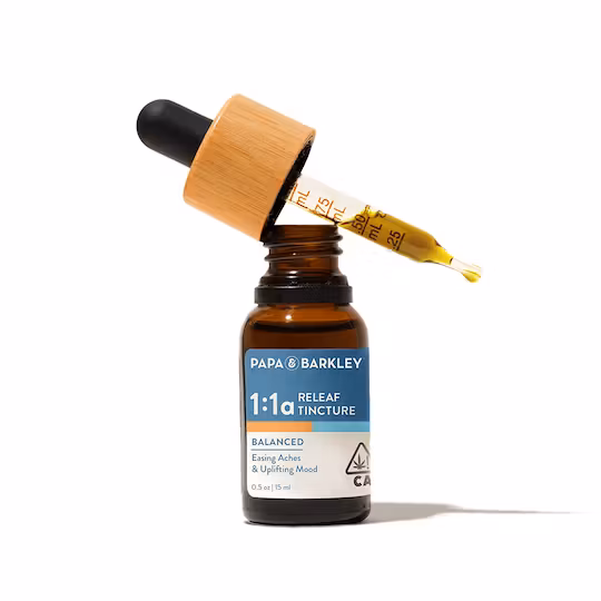Photograph of product: Releaf Tincture 1:1 CBD:TH-ouia | 30ml Tincture | Papa & Barkley
