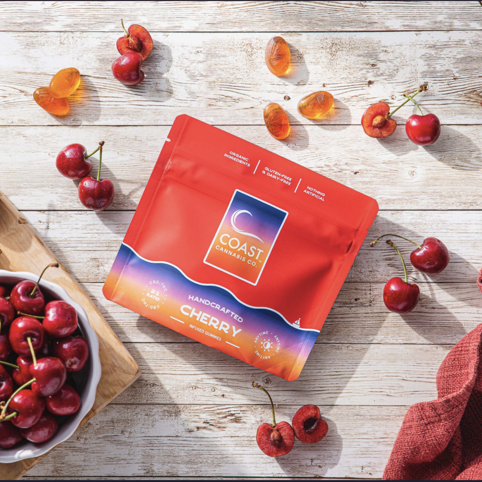 Photograph of Product: 100mg Gummies | 2:1 Cherry | Coast Cannabis