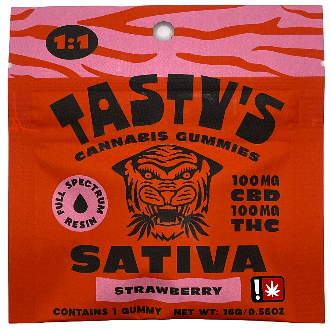 Photograph of product: Tasty's- Strawberry 1:1 Single Gummie (S)