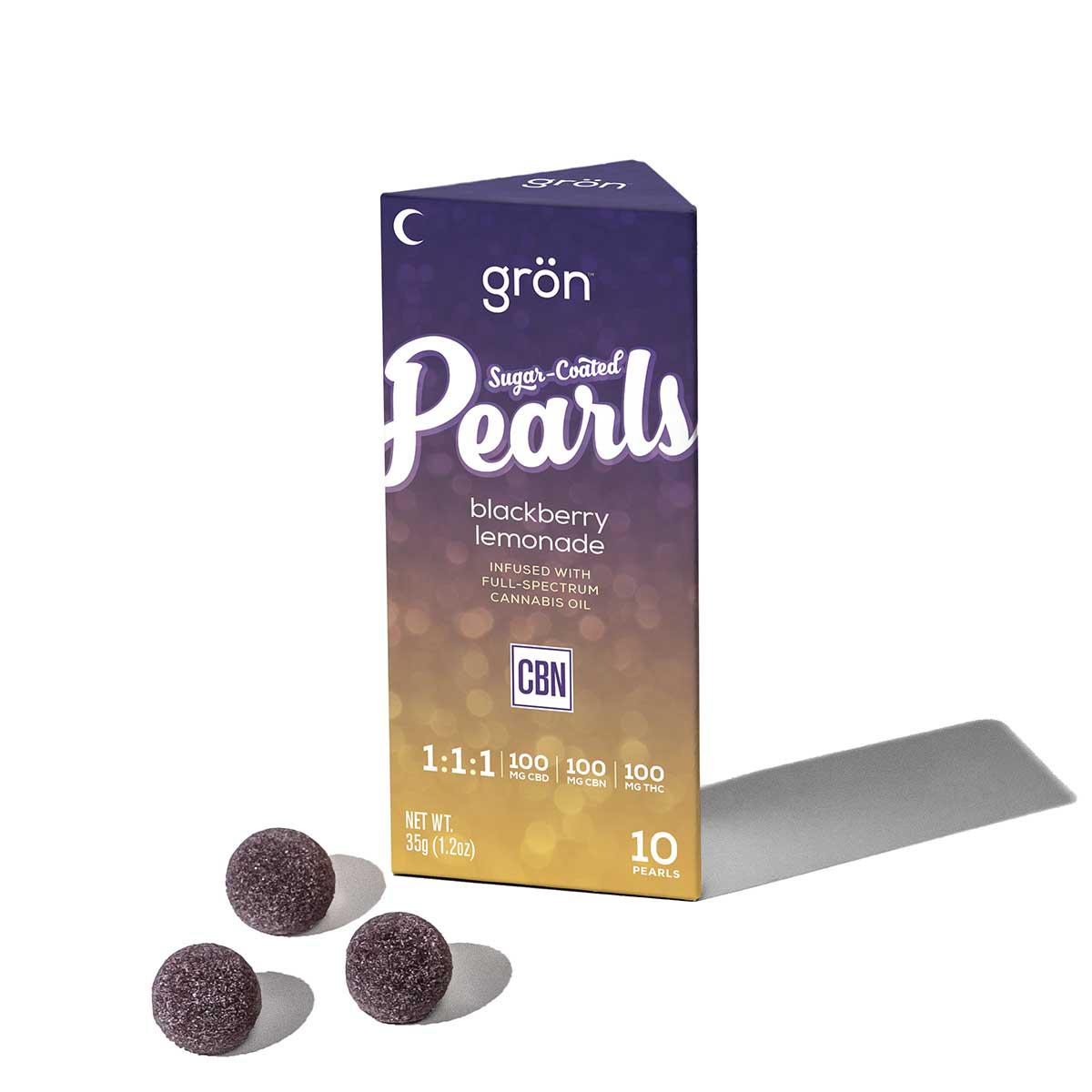 Photograph of product: Gron Blackberry Lemonade Pearls 1:1:1 10pk (TH-oui/CBN/CBD)