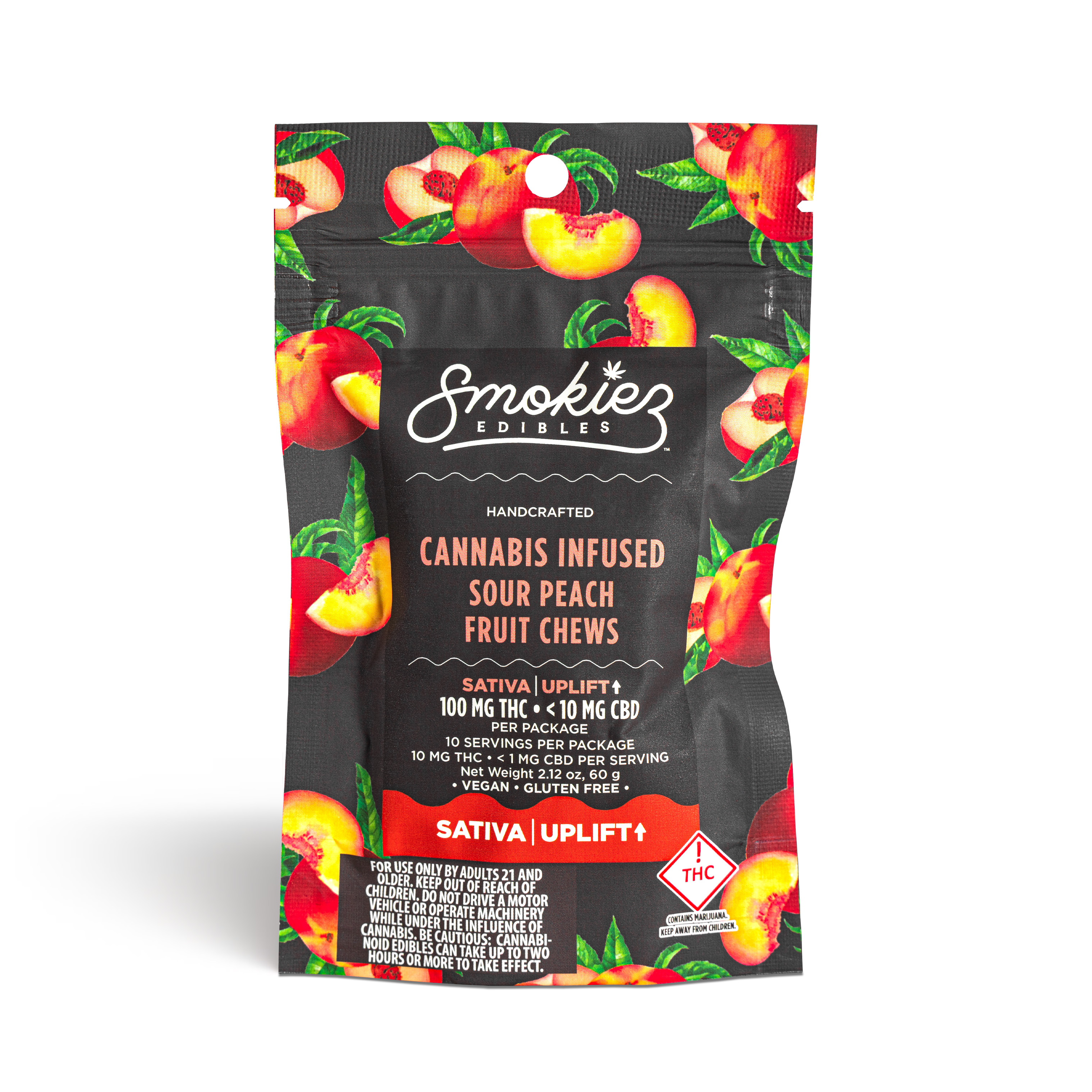 Photograph of product: Sour Peach Fruit Chews (Oui'd) - 100mg