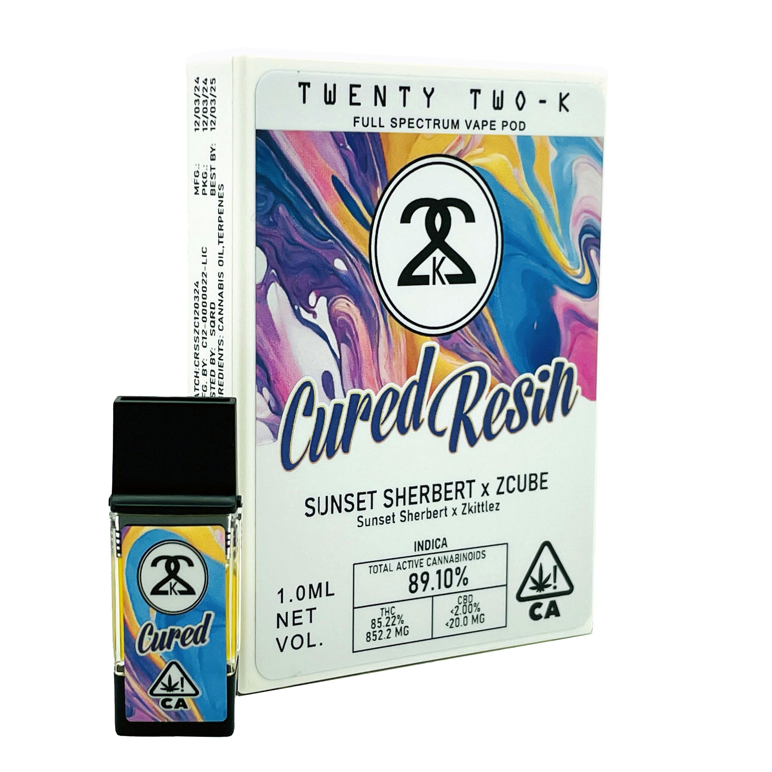 Photograph of product: 22k Cured Resin Pod 1g Sunset Sherbert x Z Cube