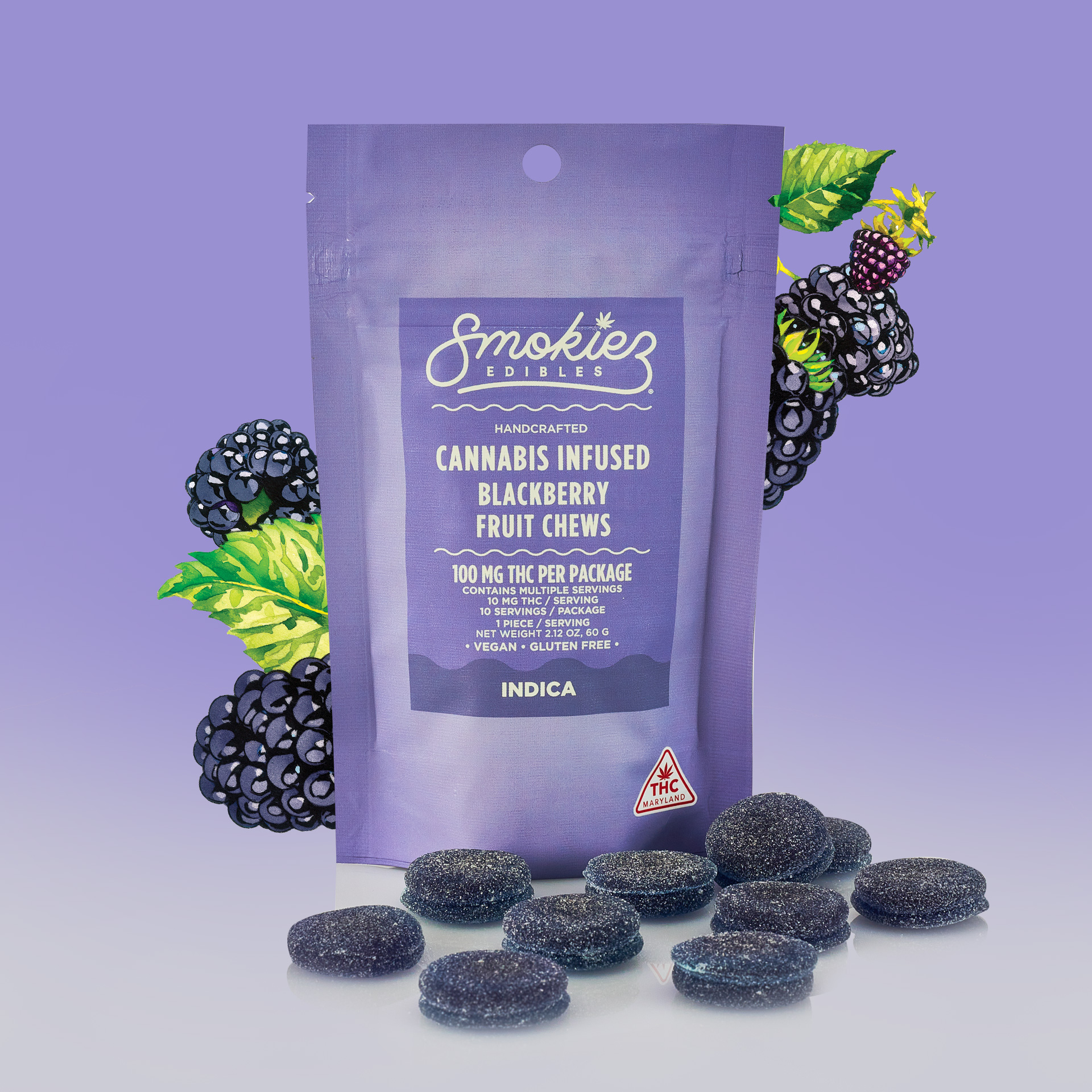 Photograph of Product: Blackberry Indica Chews - 100mg