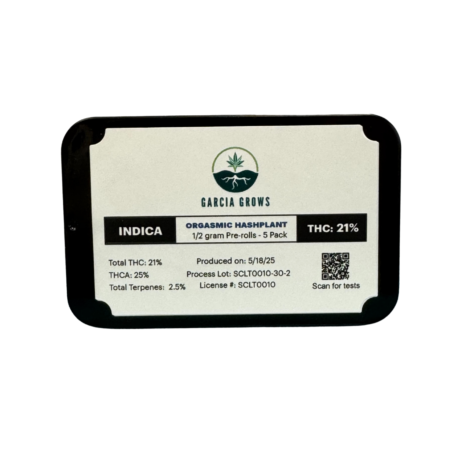 Photograph of Product: Orgasmic Hashplant | Pre-rolls 1/2g-5pk | Garcia Grows