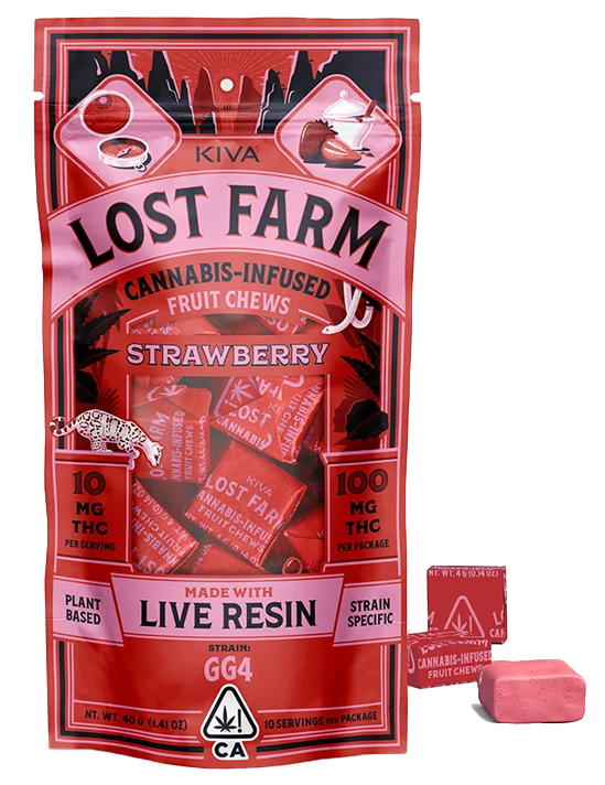 Photograph of product: Lost Farm | Strawberry Pink Jesus | 46G LR 10PK Fruit Chews