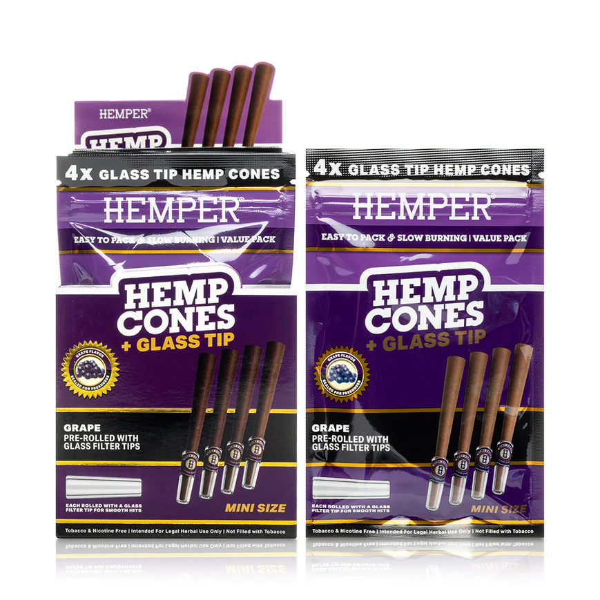 Photograph of product: Hemper | Mini Cones W/Glass Tips | 4pk - | Grape