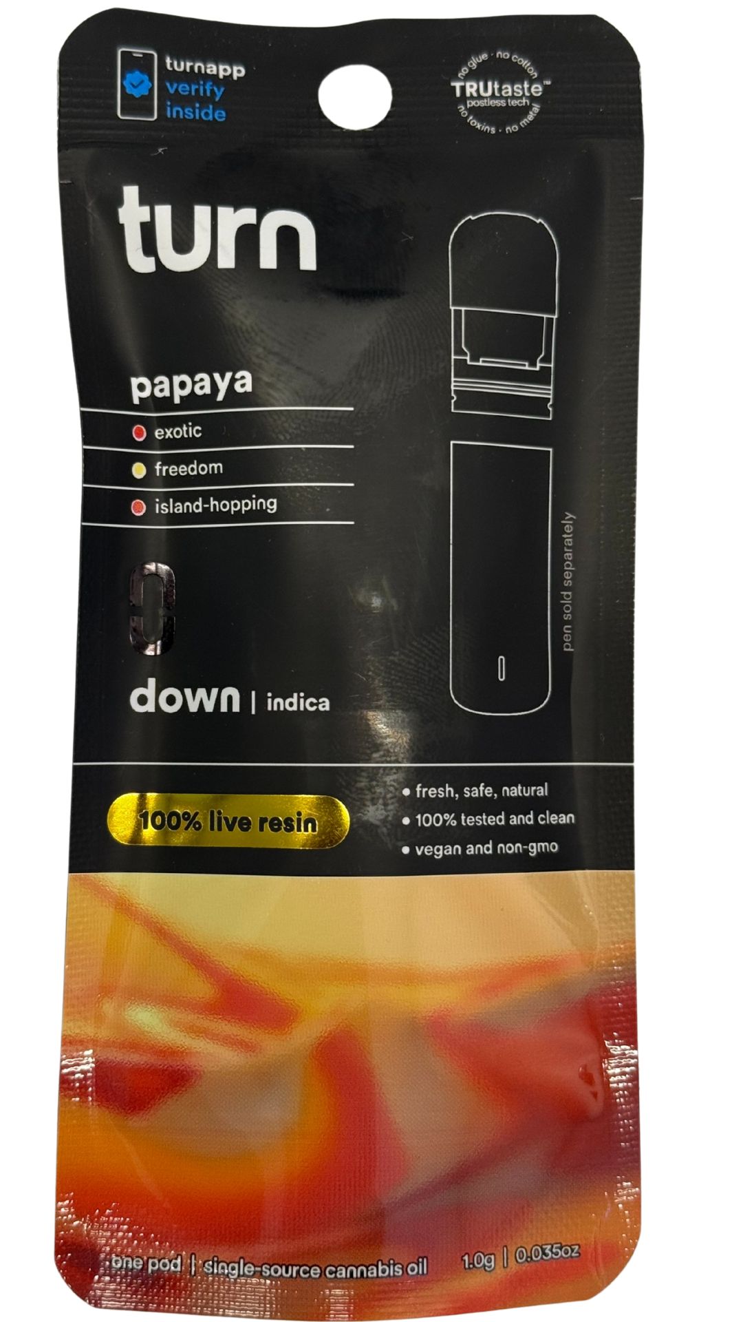 Photograph of product: Down - Papaya | Live Resin Pod | 1g
