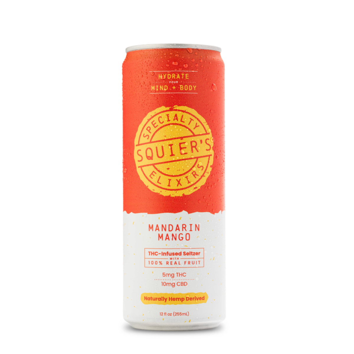 Photograph of product: Squier's: Mandarin Mango Infused Seltzer 5mg TH-oui/10mg CBD