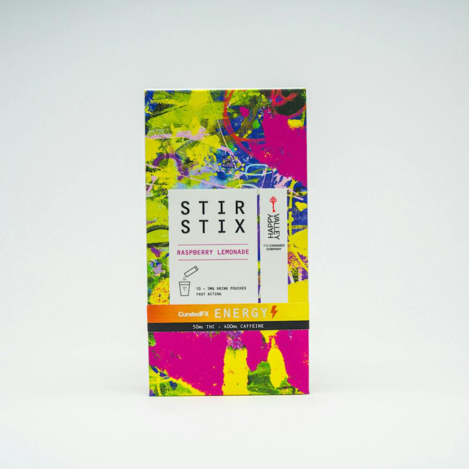 Photograph of product: 50mg 10pk Nano Stir Stix | Raspberry Lemonade - Energy | Happy Valley