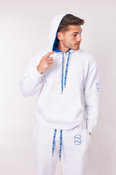 Photograph of product: Embossed White Hoodie