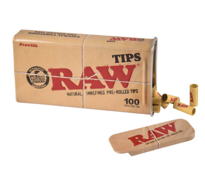 Photograph of product: RAW Prerolled Tips Tin 100ct