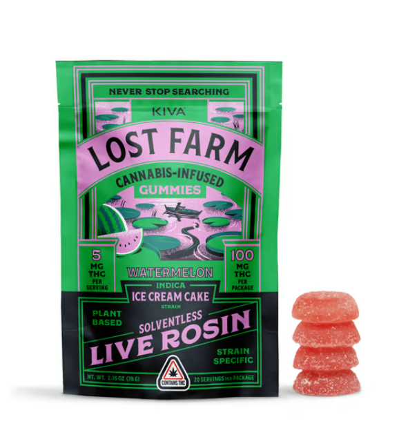 Photograph of product: Ice Cream Cake x Watermelon | 100mg Live Rosin Gummies (20pk)