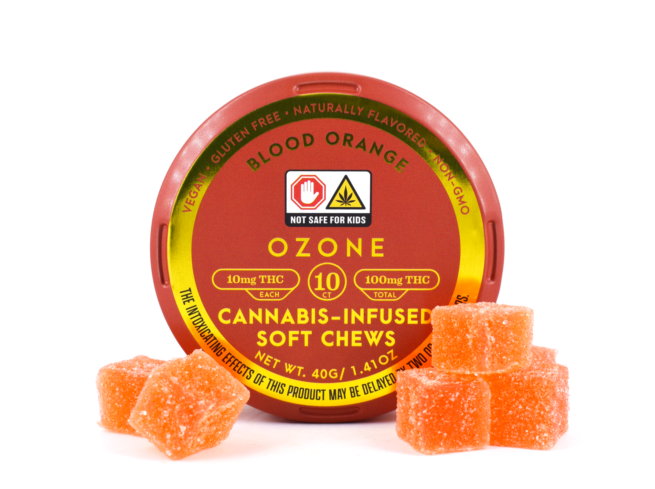 Photograph of product: Ozone Blood Orange Soft Chews 10pk 100mg