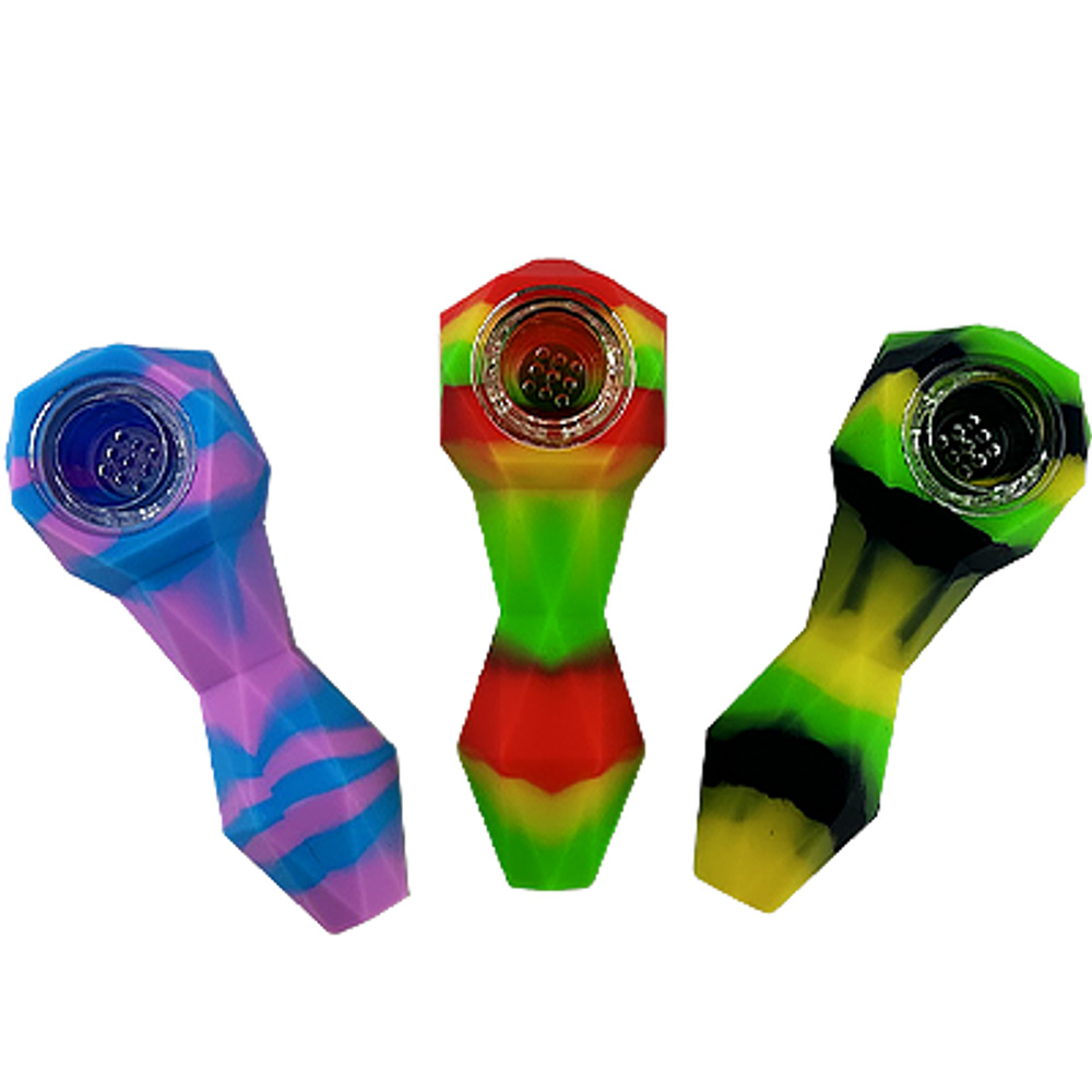 Photograph of product: Assorted Bulk Hand Pipes - Silicone Diamond - 4.25"