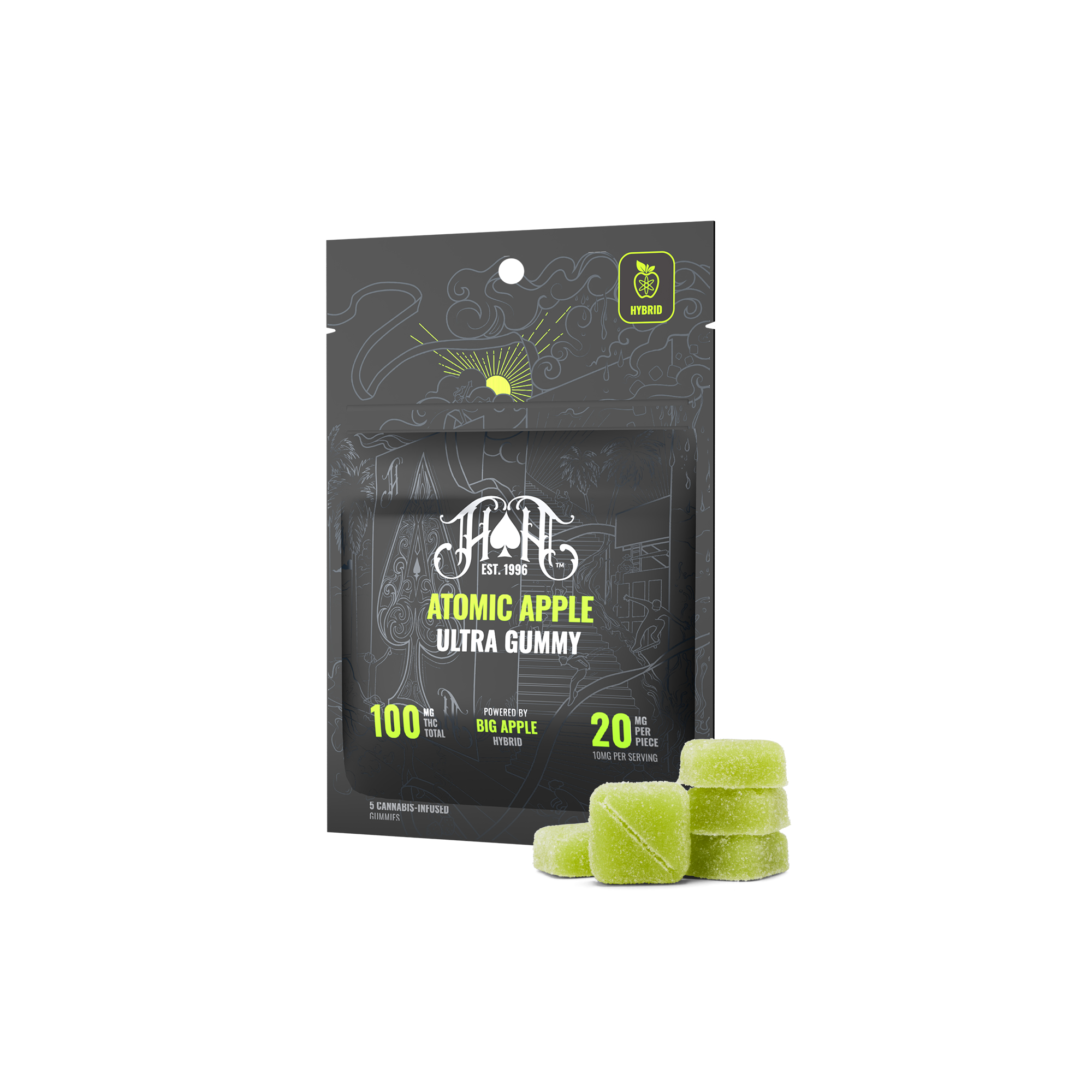 Photograph of product: Heavy Hitters Atomic Apple | TH-oui Ultra Gummies | 5pk