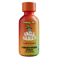 Photograph of product: UNCLE ARNIES - BEVERAGE - 100MG - 2 OZ SHOT - MAGIC MANGO