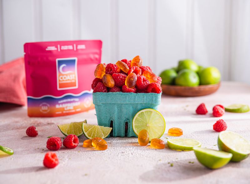 Photograph of Product: Gummies - Raspberry Lime 1:1:1 (THC:THCV: CBD) - 20Pcs - 100mg - Coast