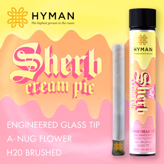 Photograph of product: Hyman - Handcraft Glass Tip Preroll - (1.2g) - Hybrid - **SHERB CREAM PIE** (2/$22)