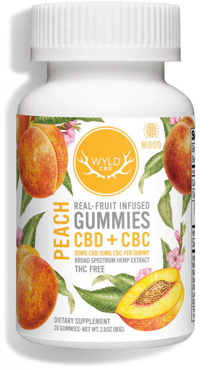 Photograph of product: Wyld CBD | Peach 2:1 CBD:CBC Gummies