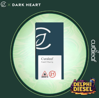 Photograph of product: Curaleaf Dark Heart Collection Preroll 5 Pack 2g Delphi Diesel (S) 00778