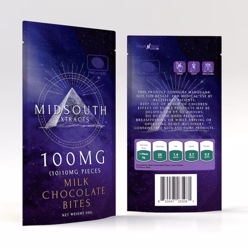 Photograph of product: Midsouth Extracts | 100mg | Dark Chocolate Bites