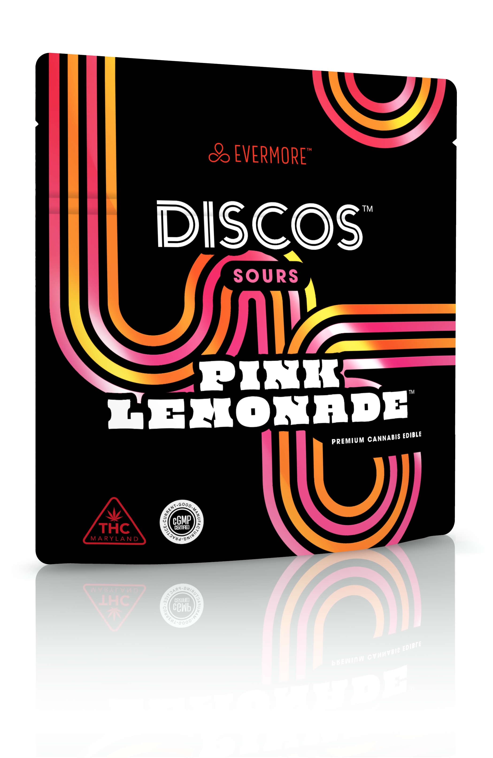 Photograph of product: Evermore: Sour Pink Lemonade Discos 100mg
