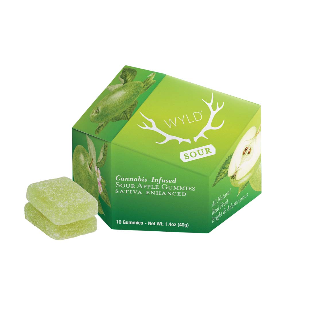 Photograph of product: Sour Apple (S) Gummy100mg-WYLD