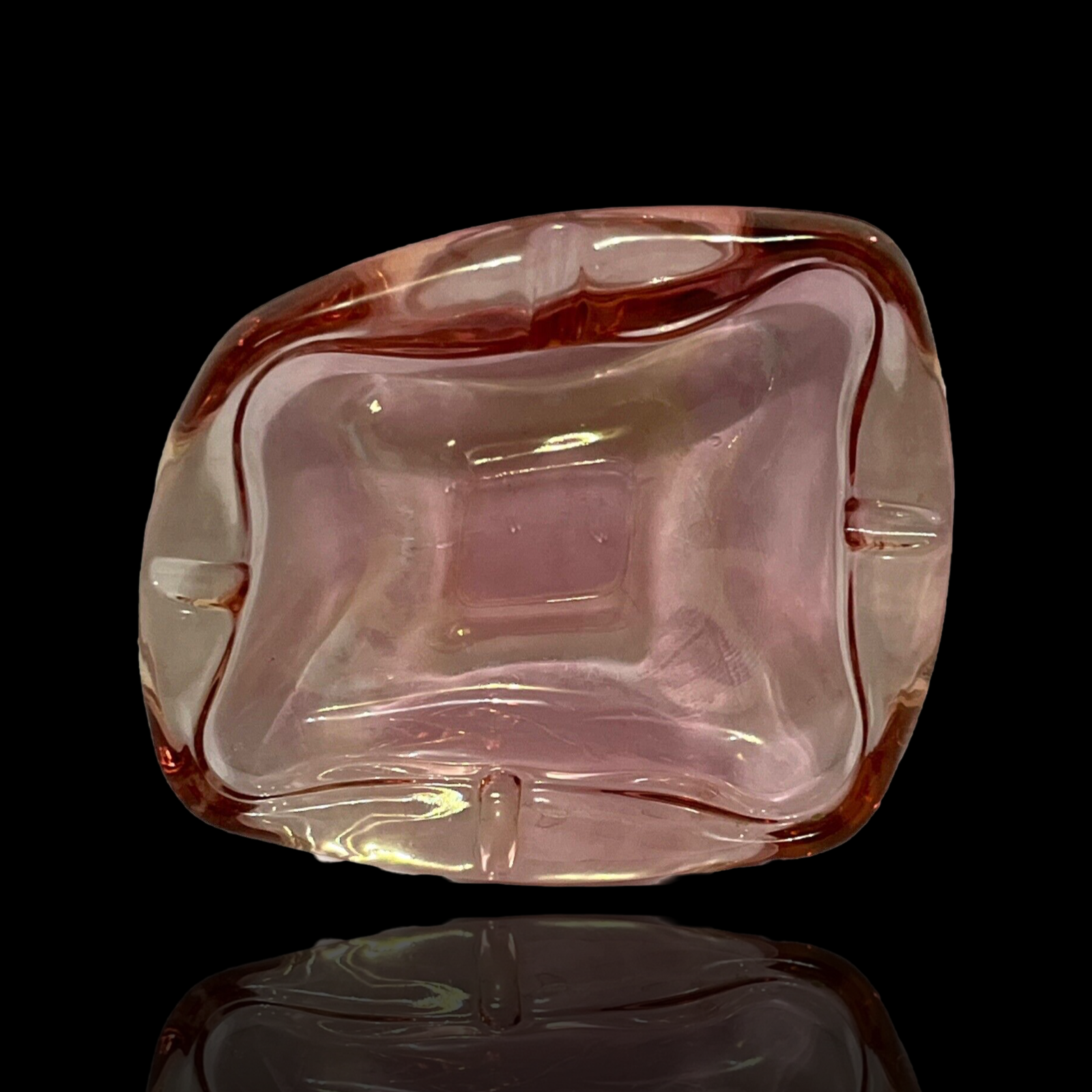 Photograph of product: Handblown Smoking Pink Glass Ashtray