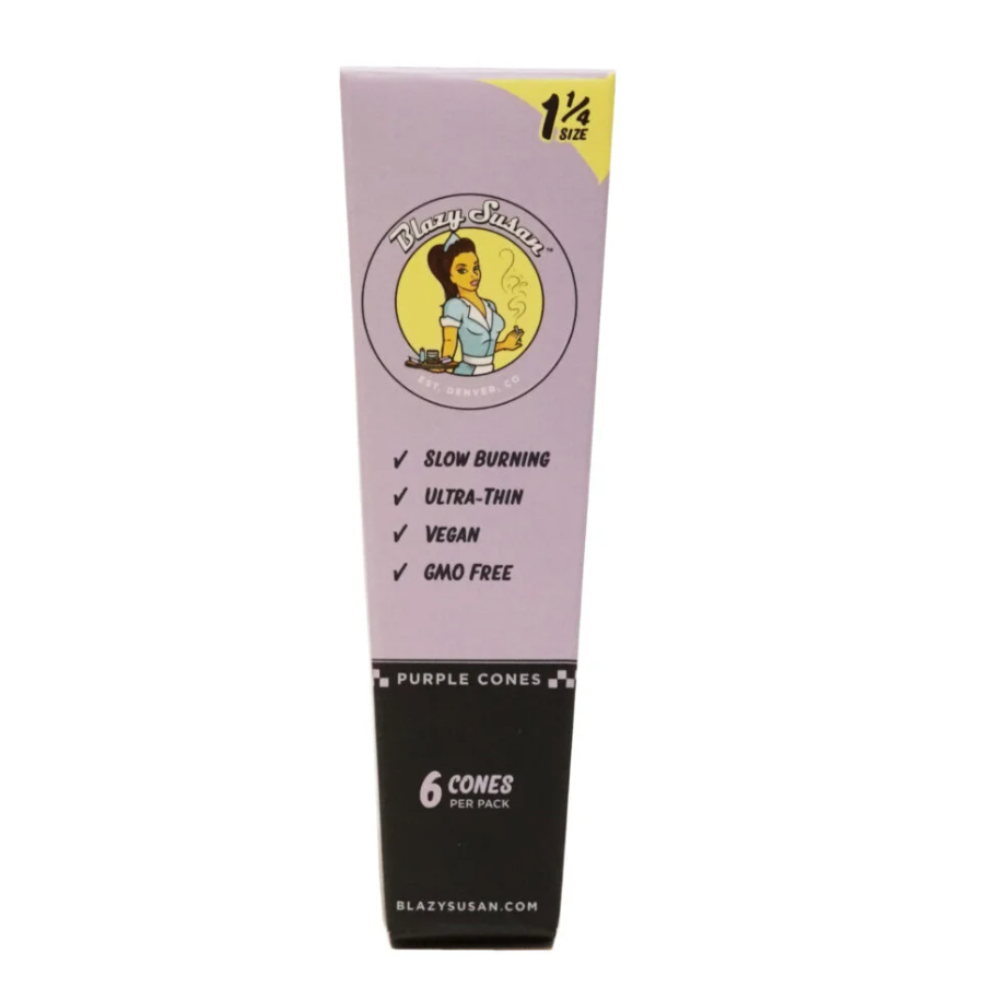 Photograph of product: 1 1/4" Slow-Burning Pre-Rolled Cones 6pk | Purple