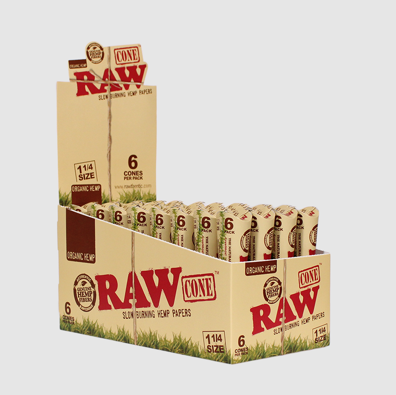 Photograph of product: RAW | Accessory | Organic Hemp Cones | 1 1/4 | 6pk