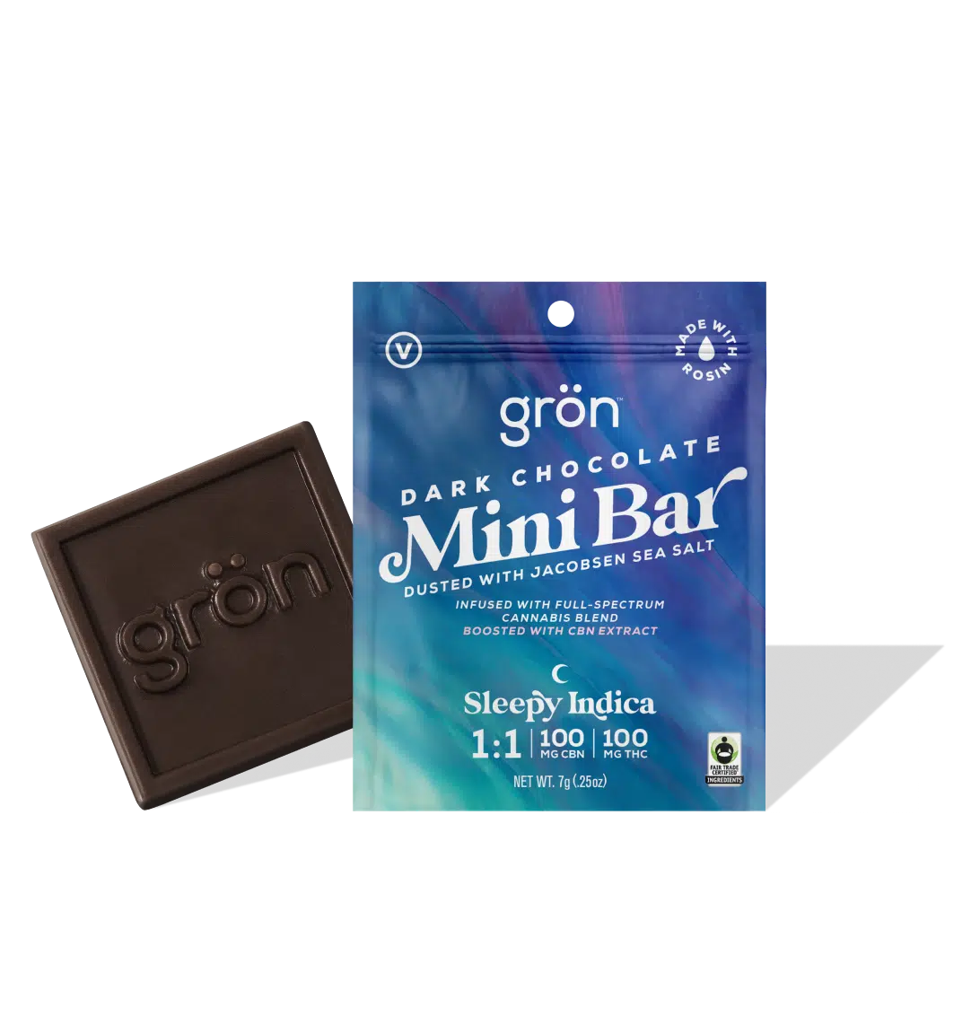 Photograph of product: Grn - Mini Bar - Dark Chocolate - Sleepy Oui'd - 1:1 (TH-oui:CBN) Single Chocolate Edible