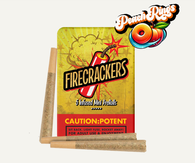 Photograph of product: Firecrackers Peach Rings 0.7g 5pk Infused Prerolls