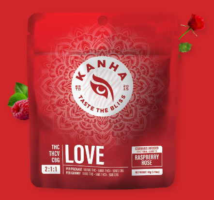 Photograph of product: Gummies | Kanha | NANO Love Raspberry Rose 2:1:1 [10pk]