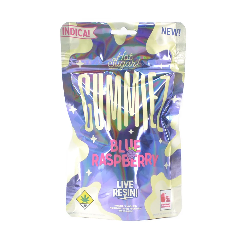 Photograph of product: Gummiez | Blue Raspberry | Live Resin Oui'd | 10pk | DOH | 100mg TH-oui