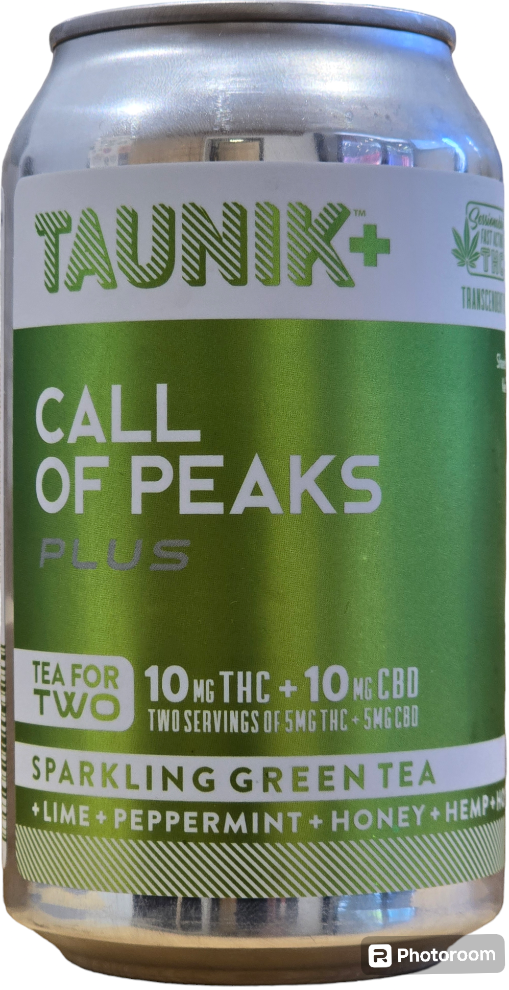 Photograph of product: Call Of Peaks Sparkling Green Tea 10 mg TH-oui + 10 mg CBD