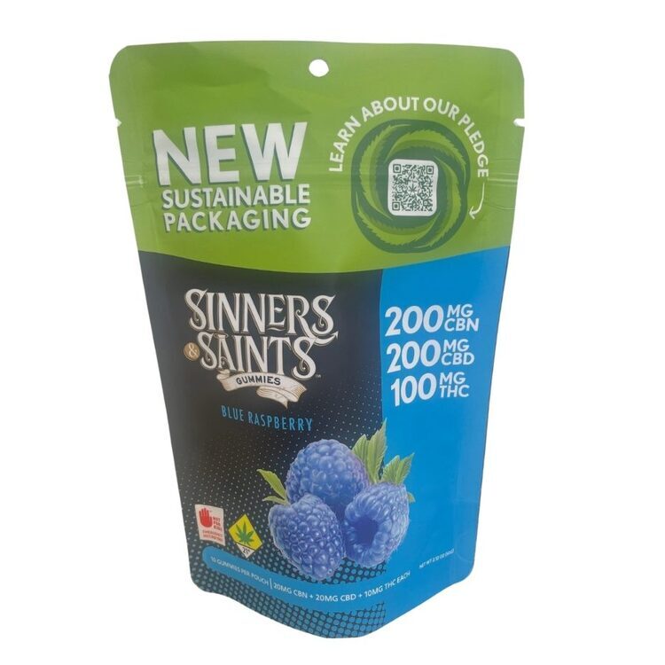 Photograph of product: 10pk Blue Raspberry Gummies 2:2:1 CBN:CBD:TH-oui eh