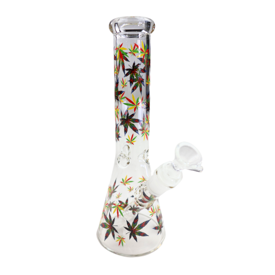 Photograph of product: 10" SirEEL 420 Rasta Leaf Beaker Bong W/ Matching Downstem