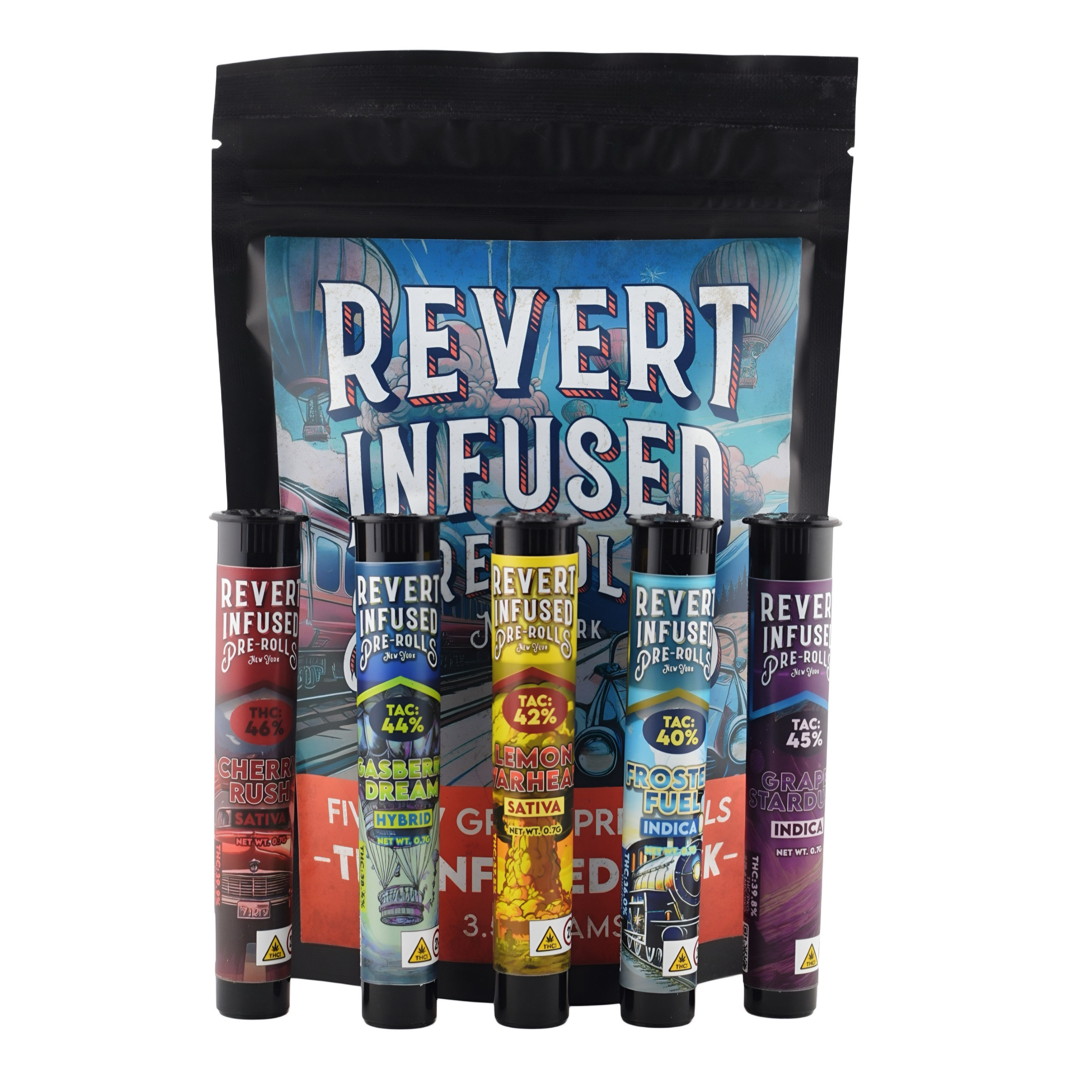 Photograph of Product: Revert | 5pk Infused Prerolls (5 Different Strains) - 3.5g (0.7g ea)