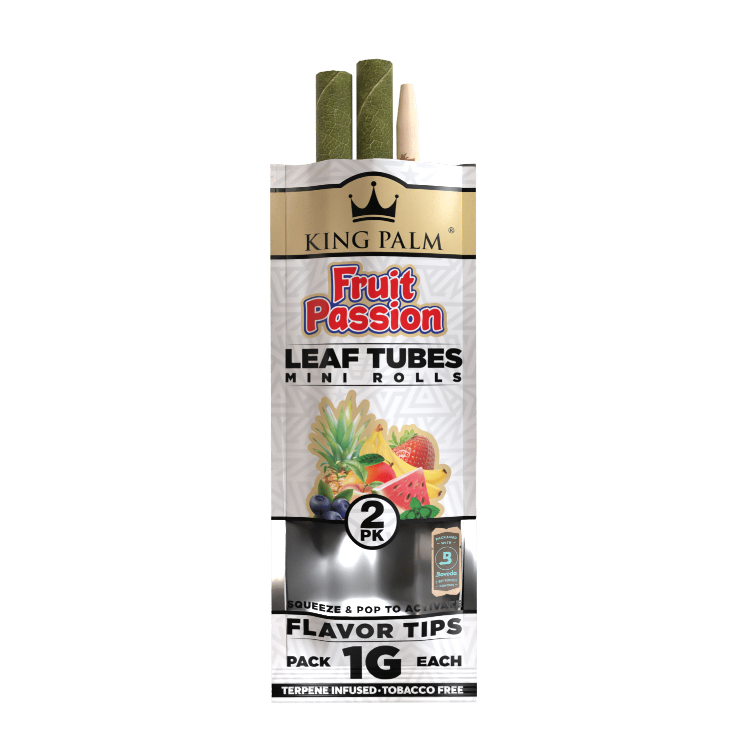 Photograph of product: King Palm Mini Leaf Pre-Rolled Tubes Fruit Passion 2pk