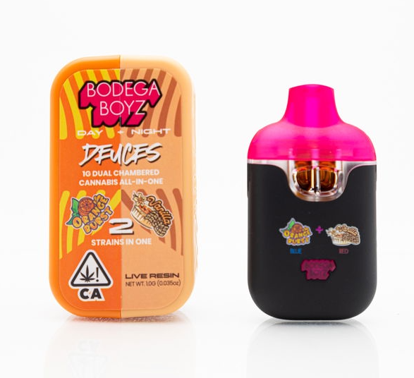 Photograph of product: 0.5g Orange Burst (S)/0.5g Vanilla Creme Brulee (I) Dual Chamber All-in-One TH-oui:86% $39 or 2/$70