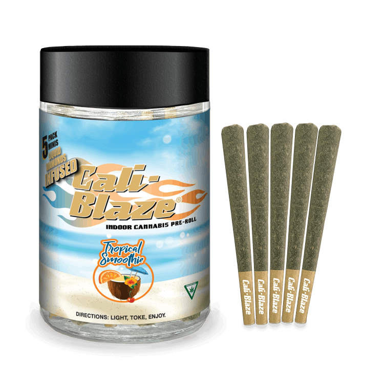 Photograph of product: Cali Blaze - Tropical Smoothie 5-Pack 0.7g Liquid Diamonds Infused Pre-Rolls | 3/$50