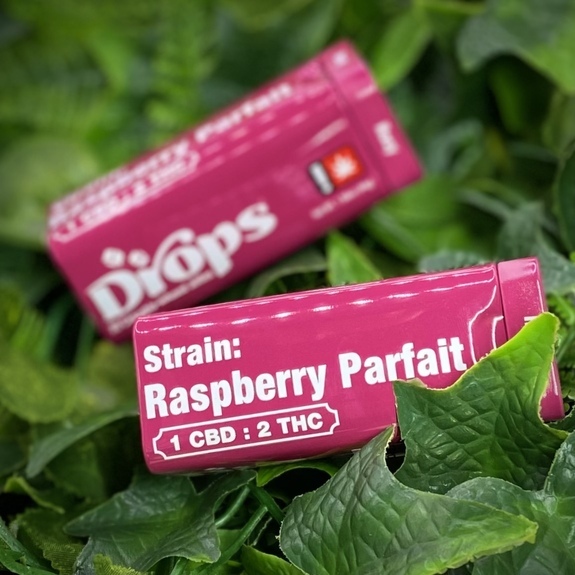 Photograph of product: Raspberry 1:2 Rosy - 20pk 100mg TH-oui & 50mg CBD Jellies - Drops