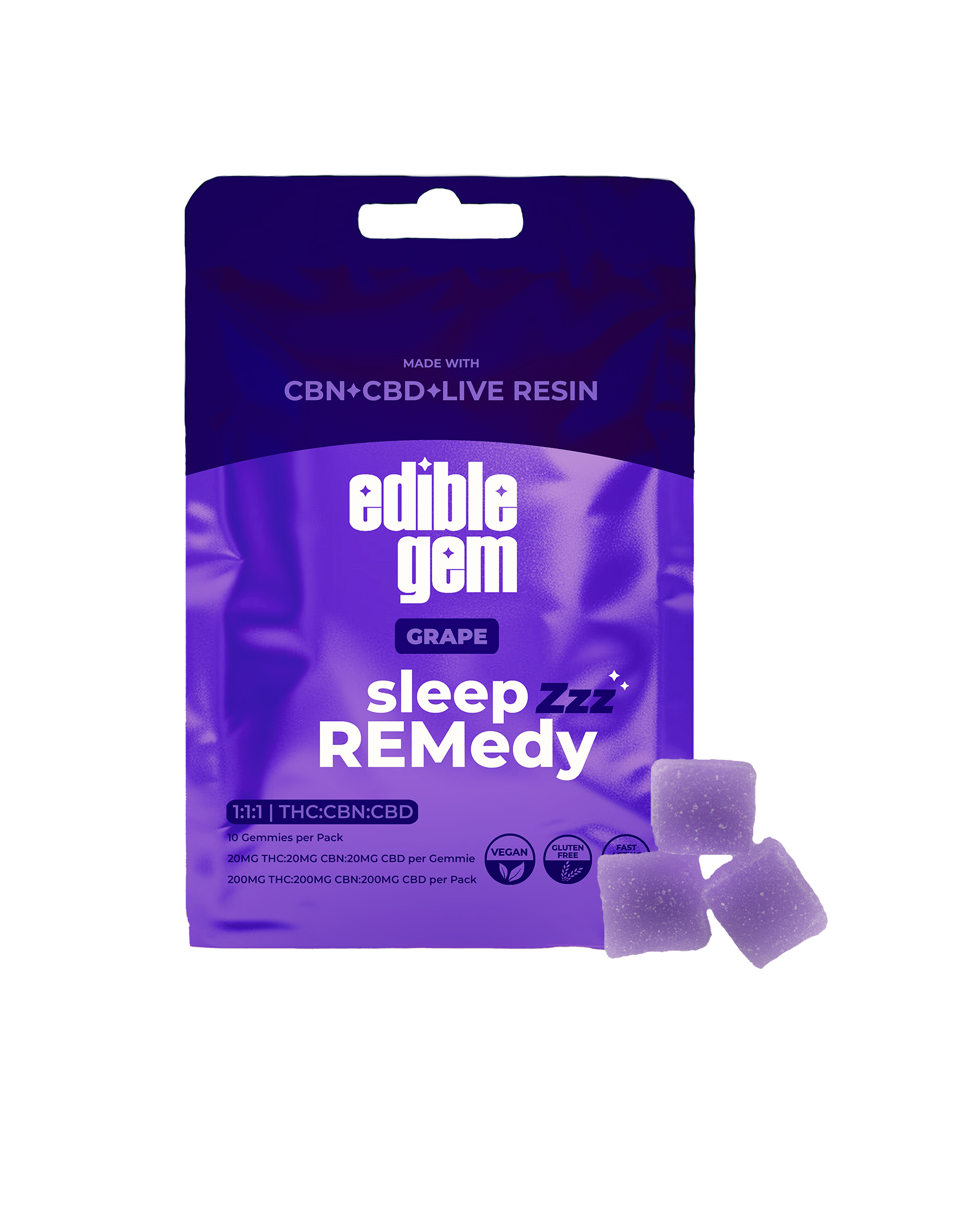 Photograph of product: Sleep REMedy Grape Live Resin Gummies