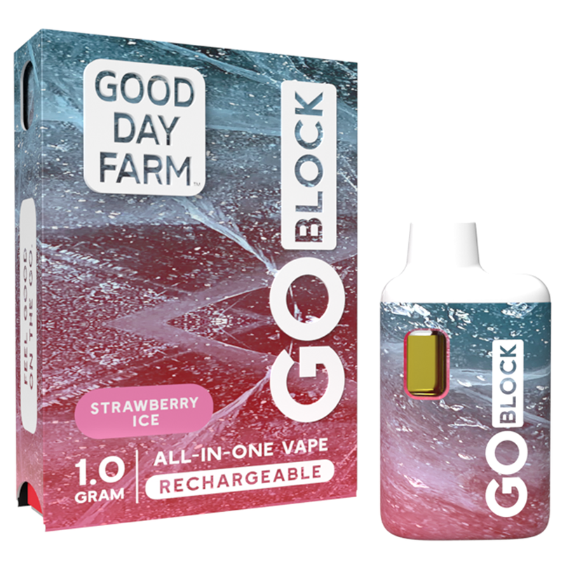 Photograph of product: GDF: GO Block Vape | Strawberry Ice  | All-In-One | 1g