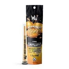 Photograph of product: D. West Coast Cure -Jefferey- 1.2g Diamond Infused Pre Roll - Orange Cookies - 